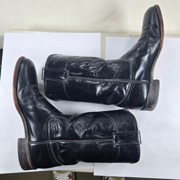 Vintage Justin Classic Roper Cowhide Western Black‎ Boots Women's Size 7.5B - Picture 7 of 9